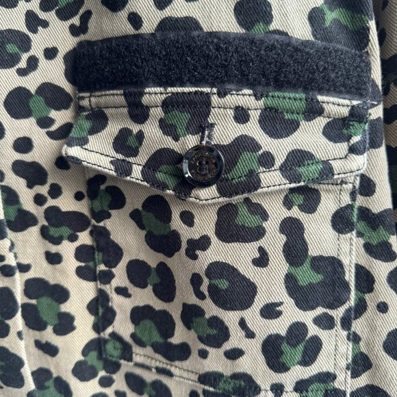 Zara SRPLS Long Sleeve Button Up Animal Print Cotton Blend Jacket Women's Size L - Picture 10 of 11